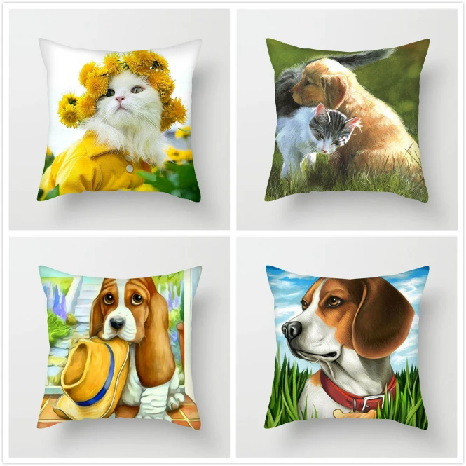 

Fuwatacchi Squirrel Eagle Pillow Cover Cute Dog Cat Animal Cushion Cover For Sofa Living Room Home Car Decorative Pillowcases