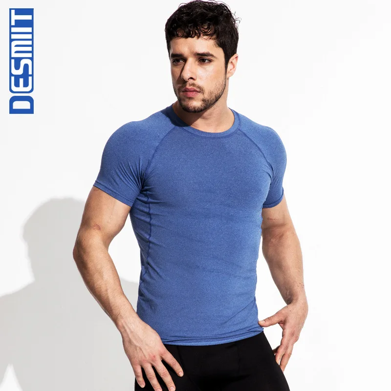 HOT sell Mens Clothing Gyms T Shirt Workout male Slim Tights Tee Shirt