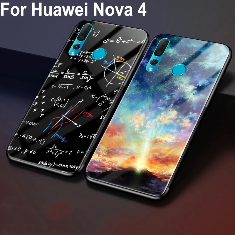 Чехол для Huawei Nova 4 чехол из закаленного стекла + мягкий край крышки 6 ''для Nova4