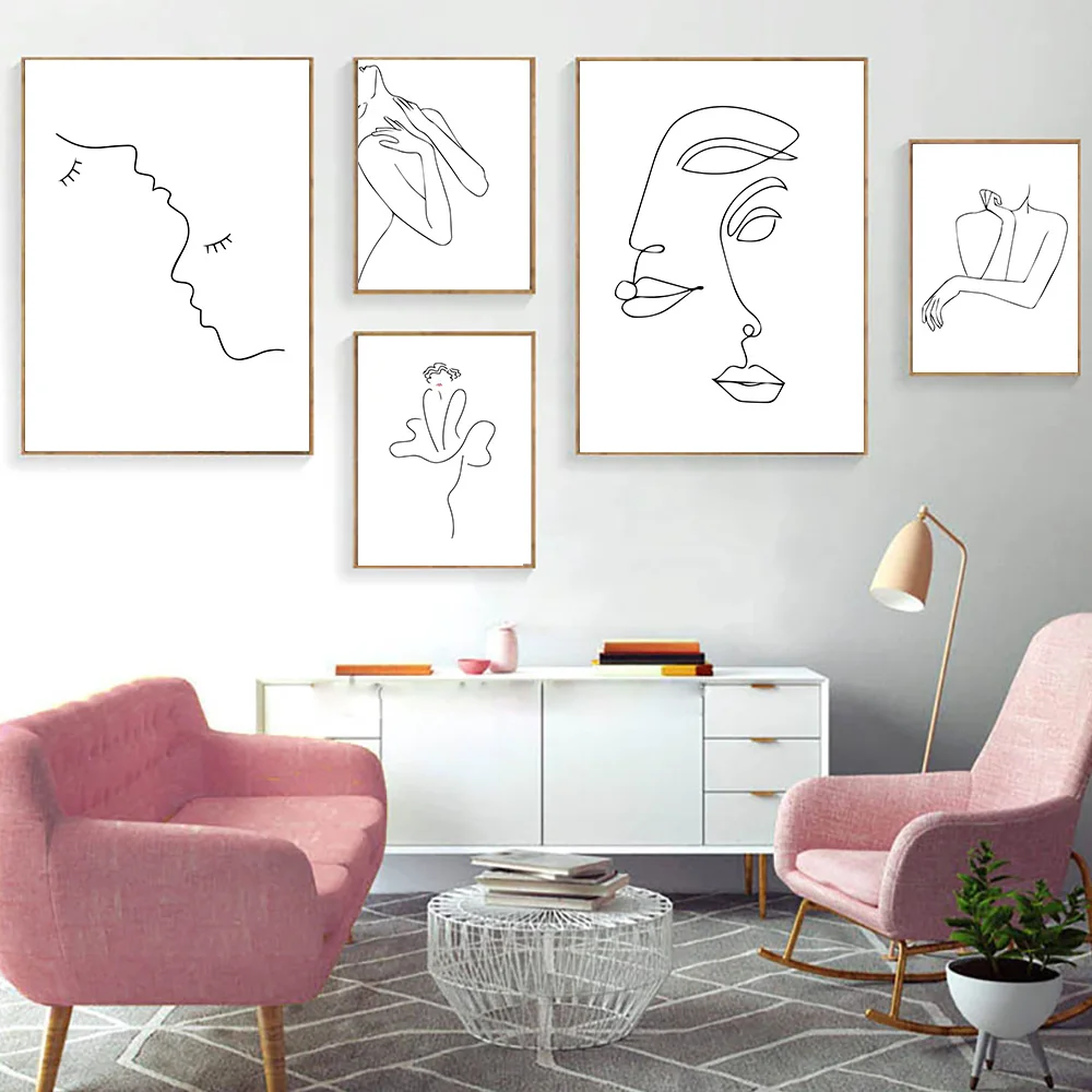 

Nude Painting Poster Minimalist Wall Art Abstract Ink Lines Poster One Line Drawing Painting Living Room Wall Picture Unframed