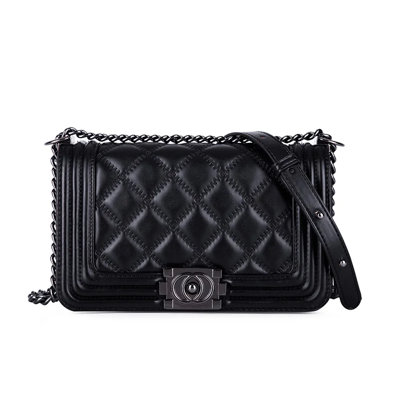 

new fashion simple solid color Messenger bag female trend Personality Diamond Lattice rhombic chain wild small square bag