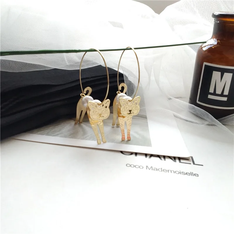 

Earrings For Women Fashion Pop Charm Sexy Cat Gold 3D Dangler Eardrop Trendy Wedding Gift Cute