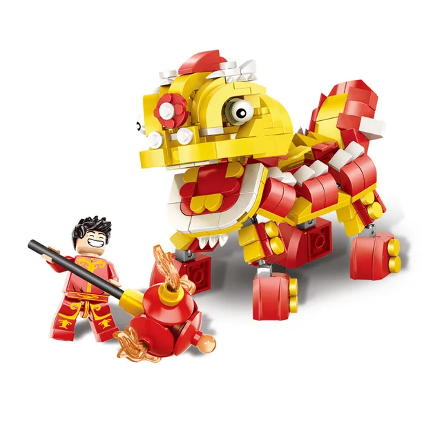2019 City Chinese New Year'S Eve Dinner Lion Dance Model Building Kits