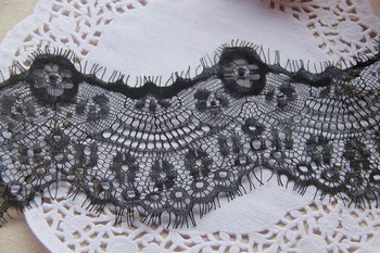 

8cm Width Black lace trim Eyelash lace trim Hollow out embroidered lace fabric