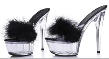 hot! 2015 Summer Models Models Transparent Crystal 15cm Super High Heels Waterproof Sandals Female Fun Fur Slippers Large Yards