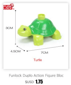 Funlock Duplo, игрушки, фигурки животных на ферме, кролик, кошка, собака, корова, пони, свинья, овца, петух, развивающие игрушки для детей, подарки