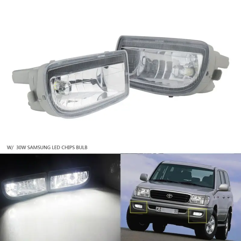  ANGRONG 2Pcs For Toyota Land Cruiser Amazon 1998-2007 Front Fog Light With 30W HB4 LED Bulbs - 32910493418