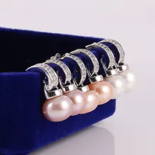 Новинка серьги с натуральным пресноводным жемчугом 8-9 мм жемчужные серьги-гвоздики с кристаллами для женщин свадебный подарок