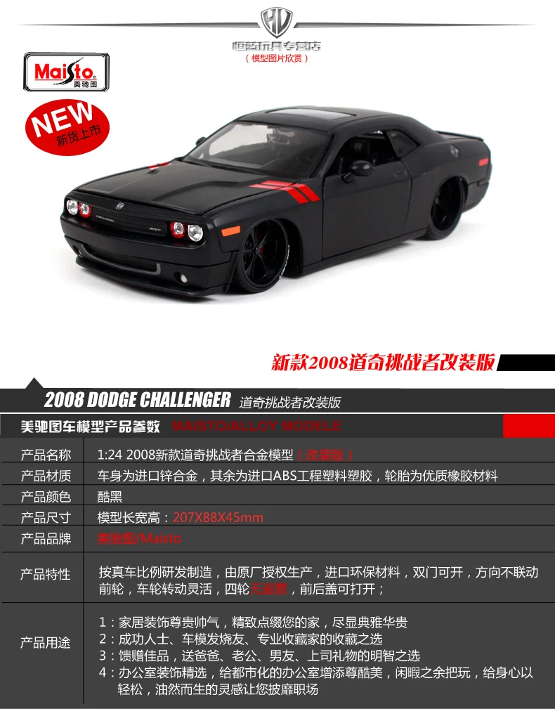 Maisto 1:24 2008 DODGE Challenger модифицированная версия модели автомобиля литая модель автомобиля игрушка Новинка в коробке 31280