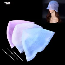 Pro salão de beleza tintura silicone boné + gancho cor do salão de beleza coloração destacando reusável conjunto geada tipping tingimento cor ferramentas
