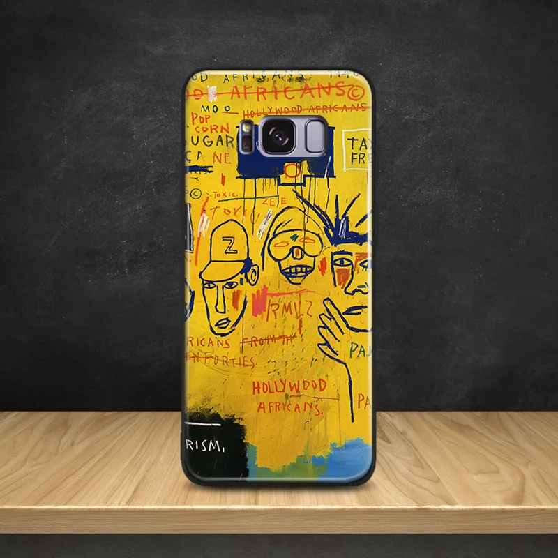 

Jean Michel Basquiat Street graffiti TPU Soft Silicone Phone Case Shell Cover For Samsung S7 Edge S8 S9 Plus Note 8 9