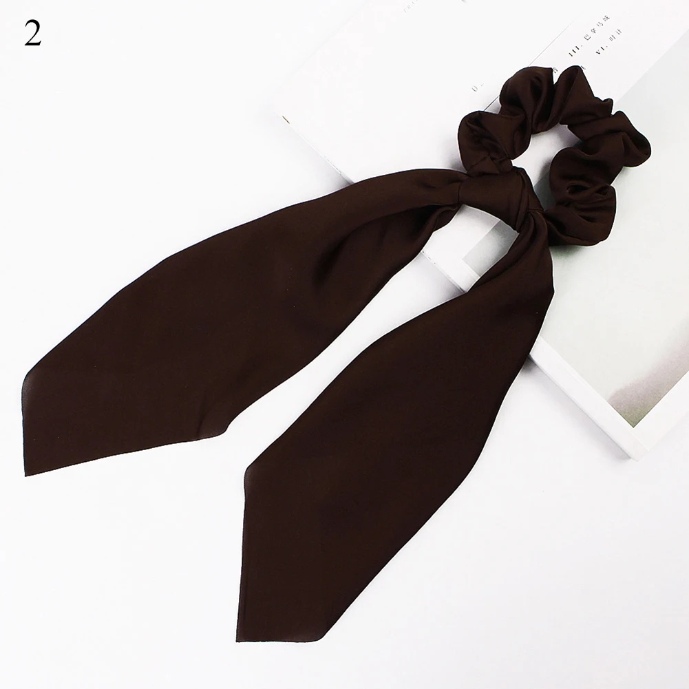 2 Ponytail scrunchie hair ties Scarf Elastic Hair Rope for Women Hair Bow Ties Scrunchies Hair Bands Flower Print Ribbon Hairbands - Цвет: 2