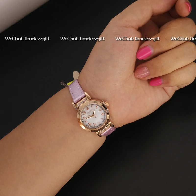 Julius Women s Wrist Watch Japan Quartz Hours Best Fashion Dress Bracelet Leather Rhinestone Shell Girl