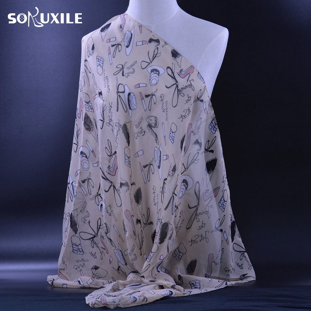 

SOKUXILE Women Lipstick High heels print Spring Scarves Chiffon Georgette Women Scarf Summer Sun Headscarf Scarf