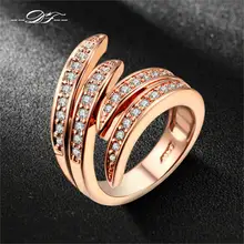 Double Fair Love Angle’s Wing CZ Diamond Ring Rose Gold/Silver Plated Fashion Party/Wedding Jewelry For Women Anel DFR115
