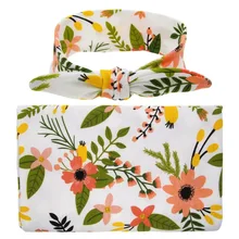 Очаровательная улыбка цветочный новорожденный младенец для пеленания девочек обертывание набор детское одеяло с повязкой на голову в комплекте