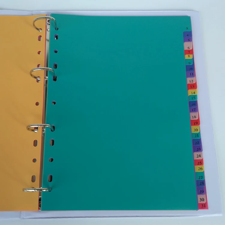 Arquivos de Arquivos Índice de Cor Material de Escritório Páginas Coloridas Binder Index Divisor 11 Buracos a4 31 pp 7 divisórias p/ fichário