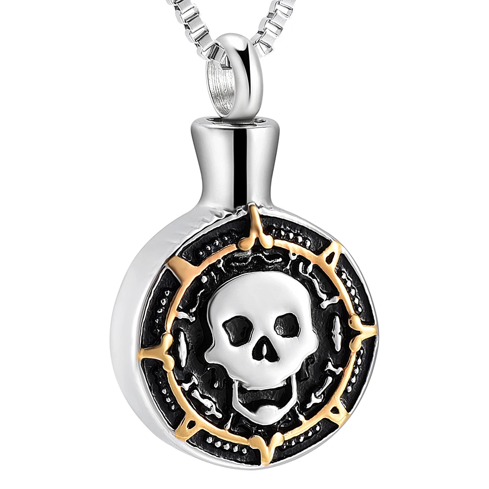 Punk Skull Cremation Ashes Urn Necklace Keepsake Chain Pendant Ashes Jewelry