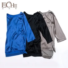 Leechee 3 цвета три четверти футболка Свободные повседневные атласные шелковые однотонные универсальные блузки гладкие Топы для женщин шелковые Яркие топы