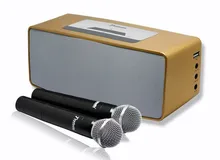 portable karaoke player speaker in 20W power cover 300sm 3d surround subwoofer with wireless microphone and aux in