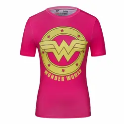 Red Plume women's Superheros Wonder Woman, рубашка с короткими рукавами подходят для спорта, фитнеса, бега, йоги, утягивающие футболки