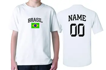 

Hot 2019 Fashion Black Cotton T-Shirt Brasil Tee Shirt Flag T Shirt Country Pride Add Your Name/Numbersoccer T Shirts