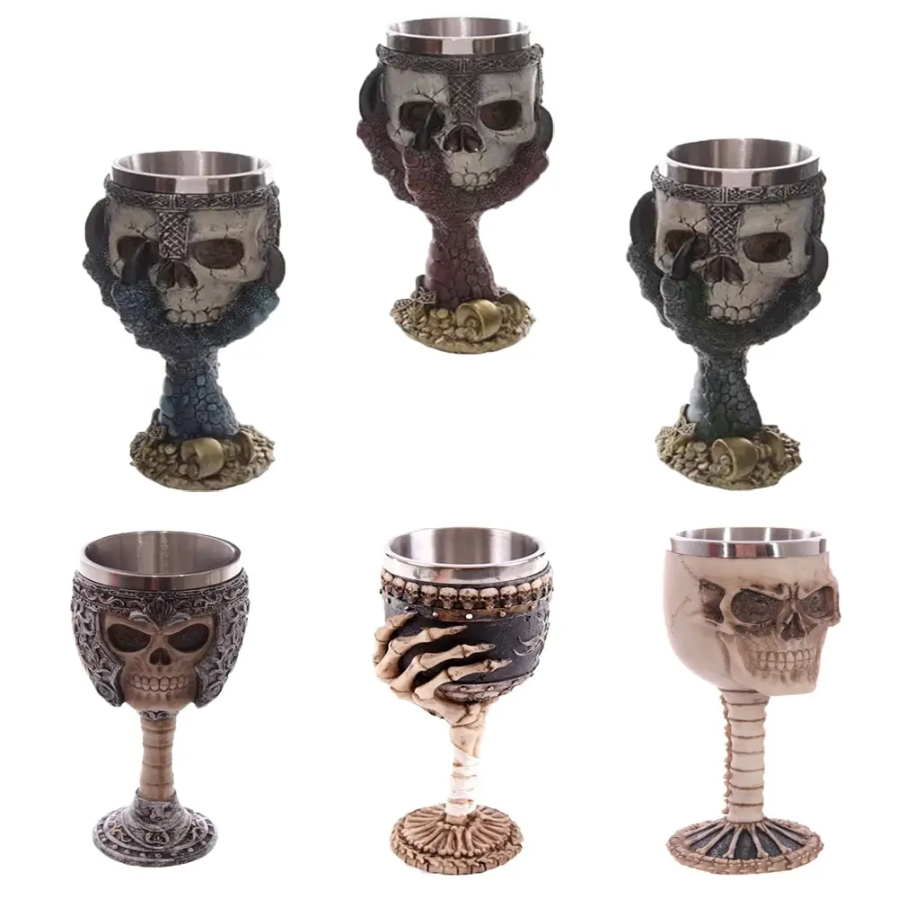 

Homgeek Resin Stainless Steel Liner Creepy 3D Pattern Goblet Beer Milk Coffee Cup Tankard Drinkware Decoration Gift