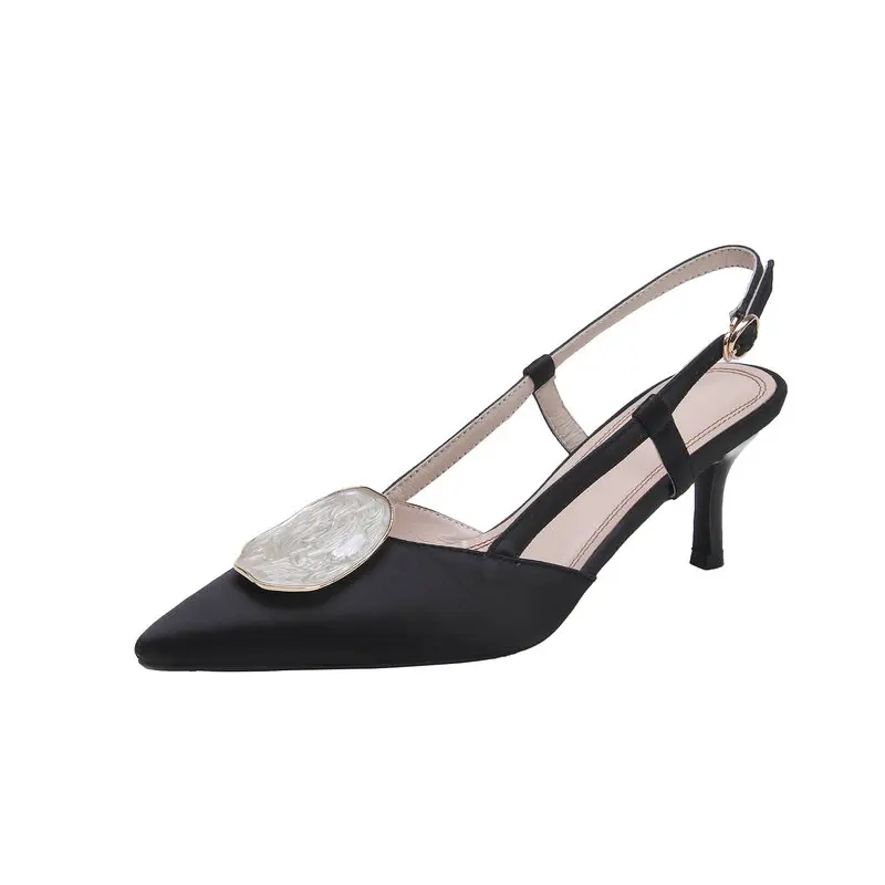 أنيقة الحلو الصنادل للنساء الأزياء الجديدة عالية الكعب الصلبة موجزة مضخات الصيف الصنادل مشبك فستان بحزام أحذية امرأة