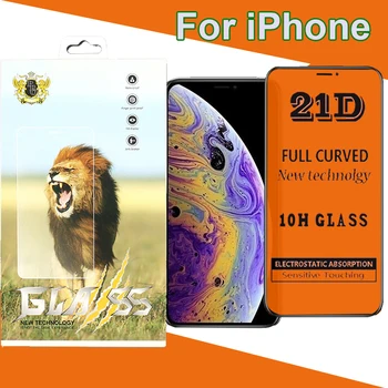 

1000pcs 21D Full Cover Screen Protector Tempered Glass For iPhone 11 Pro Max XS XR X 8 7 6 6S Plus Printing Guard Film With Box