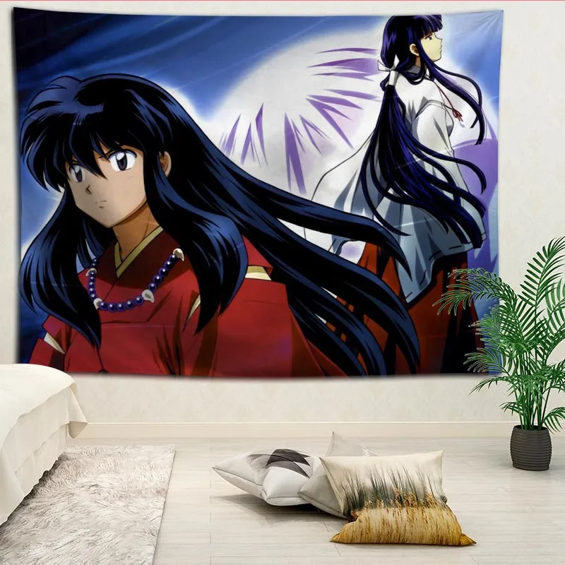 

Custom Inuyasha printed Background cloth wall covering room bedside modern large painting Nordic fabric tapestry