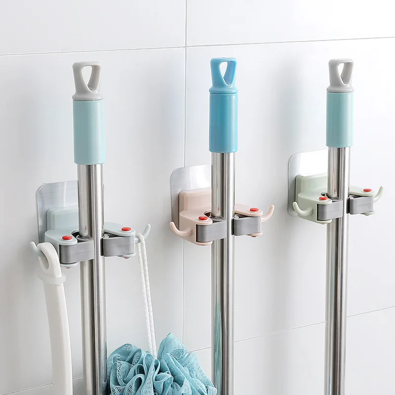 Kitchen mop rack multi-function storage mop hook bathroom bathroom wall hanging broom hanger mop clip
