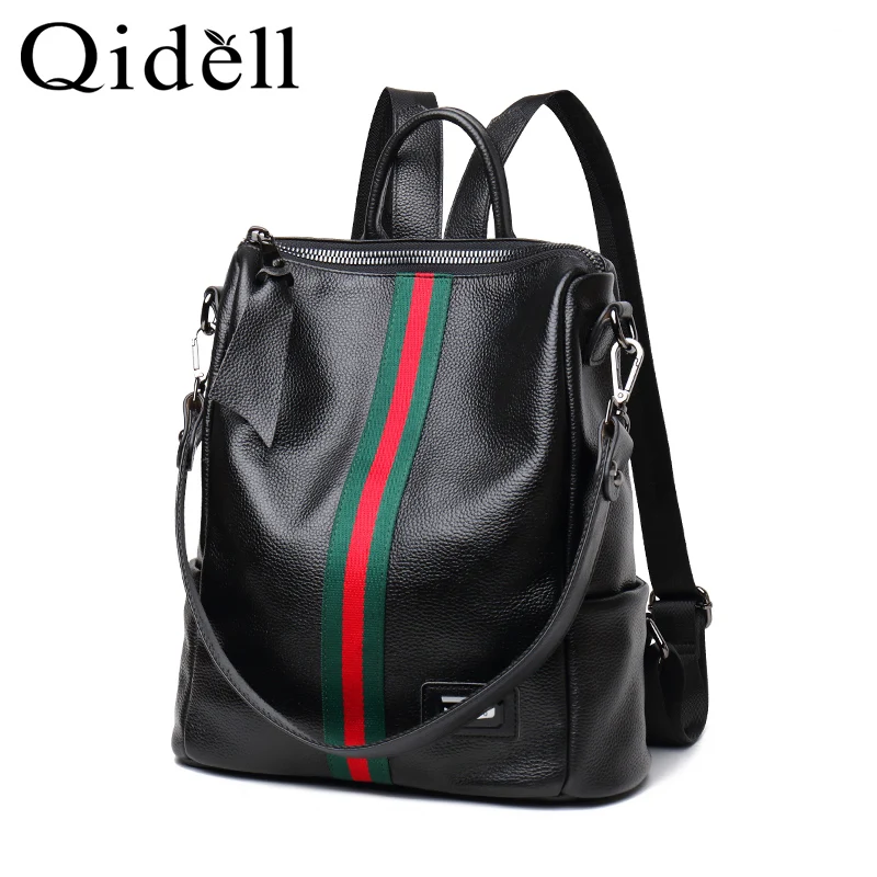 

The First Layer Leather Casual Backpack Double Use Large Capacity Female Shoulder Bag Women Backpack