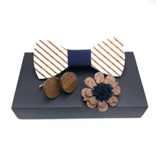 Деревянный лук галстук набор Мужская деревянная брошь и запонки мужские s деревянный галстук-бабочка аксессуар бабочка свадебные подарки бамбуковая деревянная бабочка для мужчин Горячая