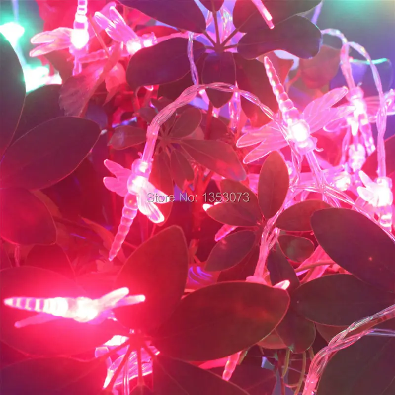 Luminarias 10M 100 LEDs dragonfly LED string lights Christmas lights Wedding Party Garden decoracao Fairy Light - pink