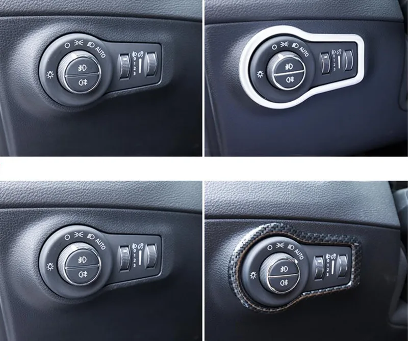 50pcs Car Headlight Switch Cover Sticker Carbon Fiber Car Fog Light Head Lamps Adjust Button