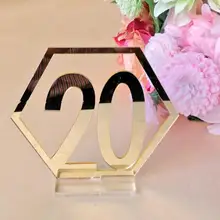 Зеркало свадебное сиденье карты шестигранный стол для чисел и символов для свадебной вечеринки декор серебристый золотистый акриловый номер день рождения геометрический