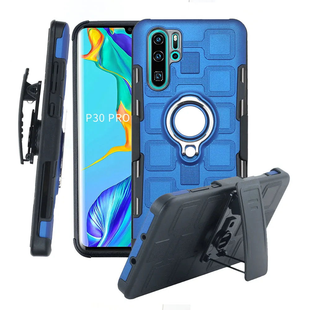 

3 in 1 Clips Case Anti-knock Cases Kickstand Case Invisible Finger Ring Cover Case for Huawei P30 P30Pro Mate20 Mate20pro P20