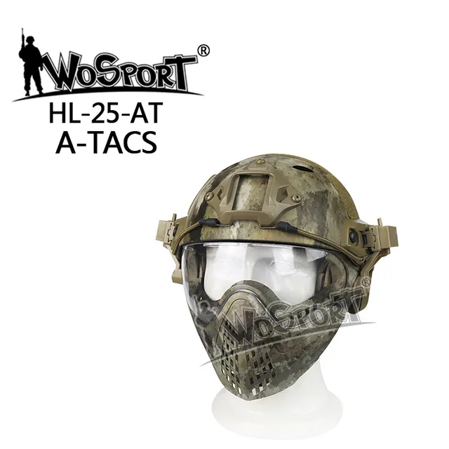 Новинка, уличный армейский Тактический шлем, легкий военный страйкбольный шлем с маской, противотуманные линзы для пейнтбола, армейский военный шлем - Цвет: a-tacs