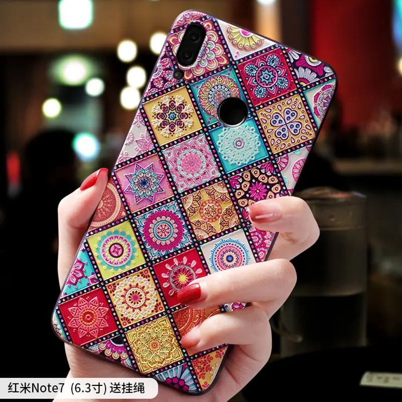 

Note7 MIX3 Vintage flower rhombic totem Emboss case Cover For For XIAOMI Redmi note 7 FOR MI MIX 3 cover case