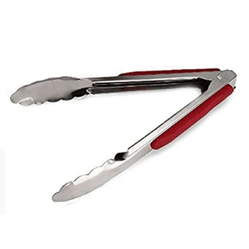 

PHFU-14-Inch Stainless Steel Red BBQ Tongs Kitchen Cook Tool Convenient Practical