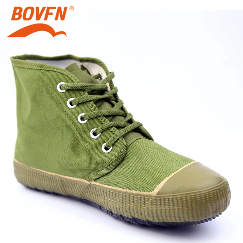  Hot Sales Army Green Man High-top Non Slip Safety Canvas Shoes Wear-resistant Rubber Farmland Worke