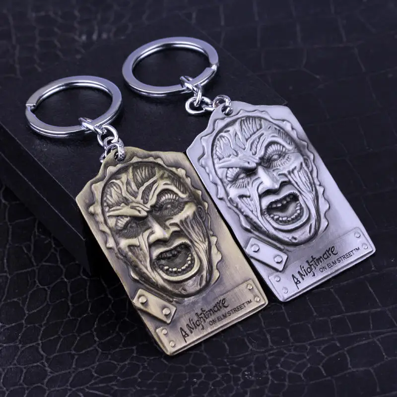 

HEYu Jewelry Horror American Movie Freddy A Nightmare On Elm Stree Keychain Freddy Krueger Sheild Key Chain Keyring Accessories