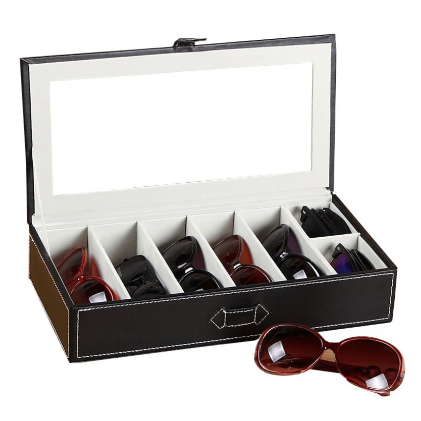 LUDA-5-Slot очков Солнцезащитные очки Органайзер коллектор-Искусственная крокодиловая кожа ящик для хранения(черный