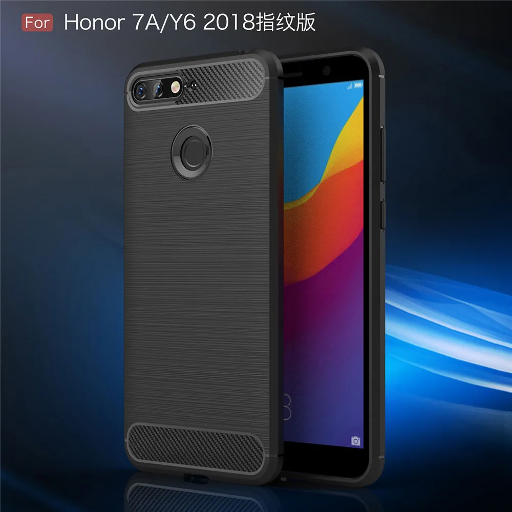 Lenuo чехол для huawei Y6 2018 честь 7A ТПУ Мягкий углеродного волокна силиконовой щеткой
