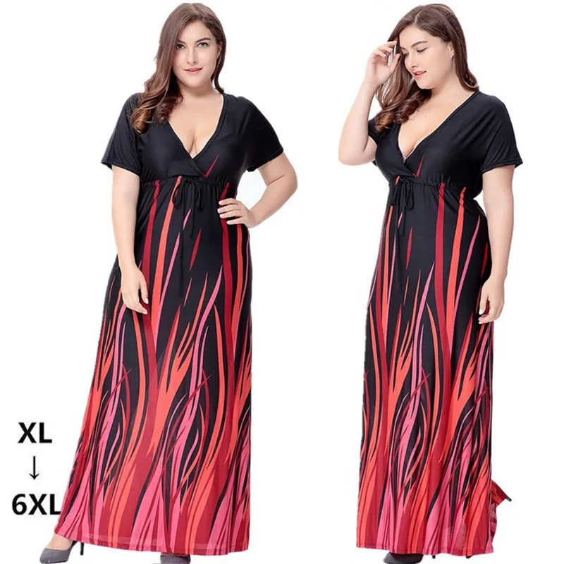 Long Dress 5XL robe Femme 2018 Summer European and American PLus Size Clohting Knitted Dress Xl