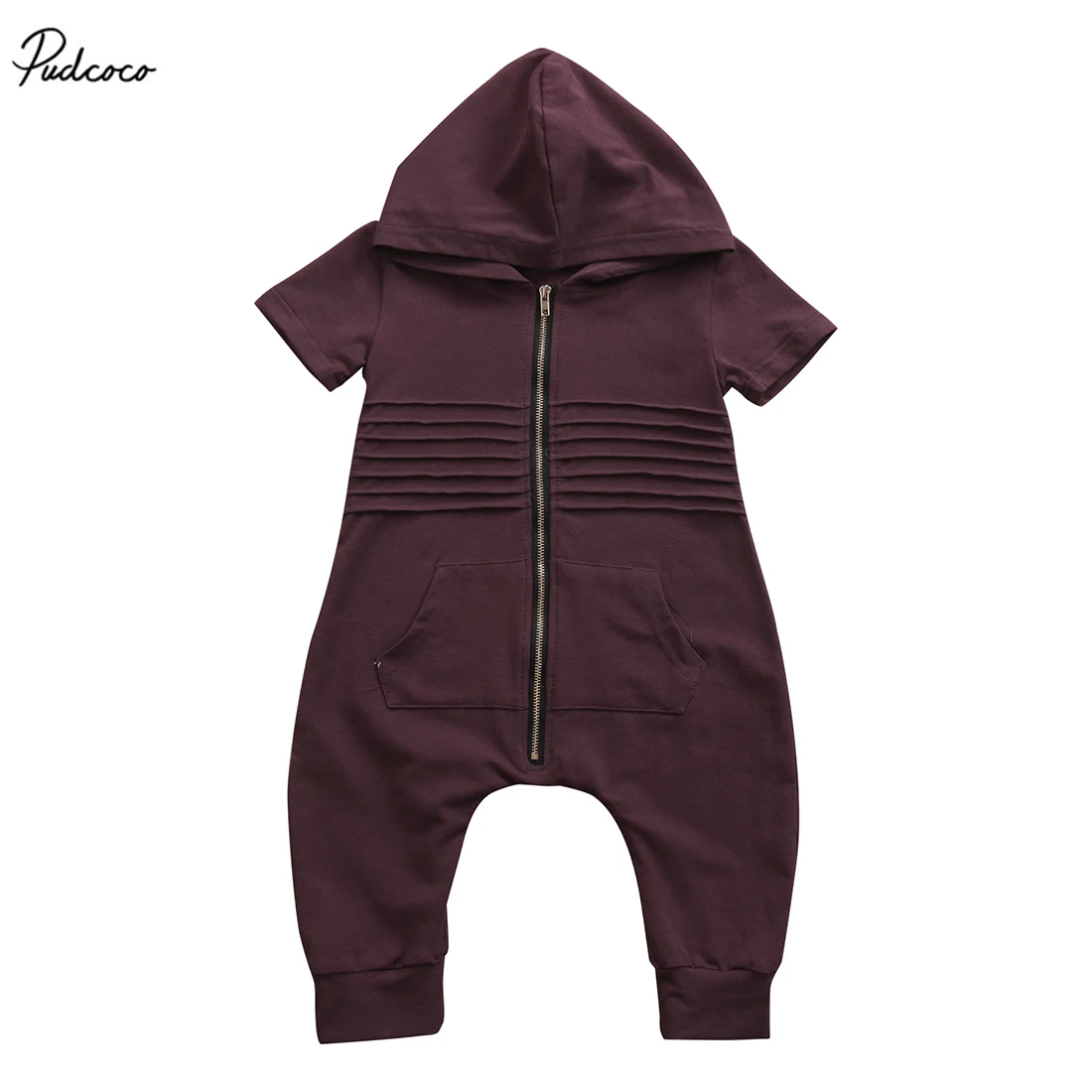 

New 2017 Newborn Toddler Baby Boys Short Sleeve Hooded Zipper Romper Jumpsuit Playsuit Outfits Clothes