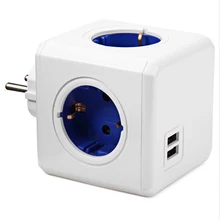 Smart Home Power Cube Socket EU Plug 4 Outlets 2 USB Ports Adapter Power Strip Extension Adapter Multi Switched Socket