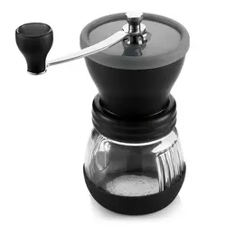 Современный вид ручная кофемолка пластиковая кофейная черная специя мини-мельница высокого качества ручной Шейк прозрачный контейнер