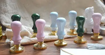 

new arrival wood handle pink green blue color Macaron color woo handle for wax seal stamp just handle