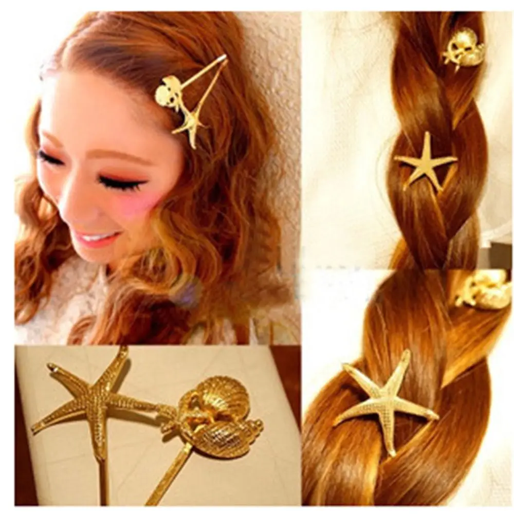 

1 PC shell star shape Hair Clip Bright Hairpin Hair Styling hair Accessories For Female Girl women hair Barrettes drop shipping